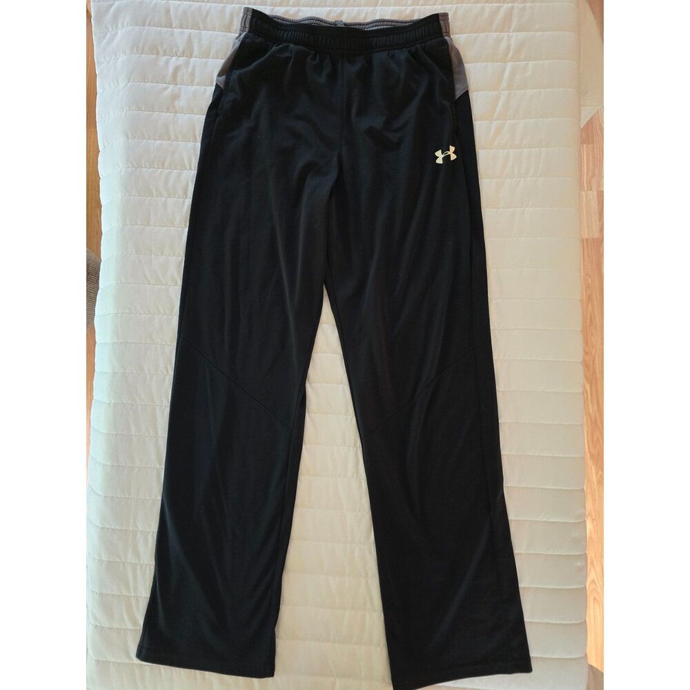 Under Armour Boys Youth Black Athletic Track Sweatpants Loose Fit Size XL